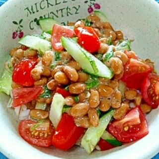 納豆の食べ方-トマト＆キュウリ＆大葉♪